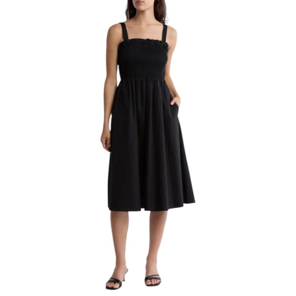 Hutch Tristan Fit & Flare Sundress NWT Medium Black Midi Dress Summer Chic